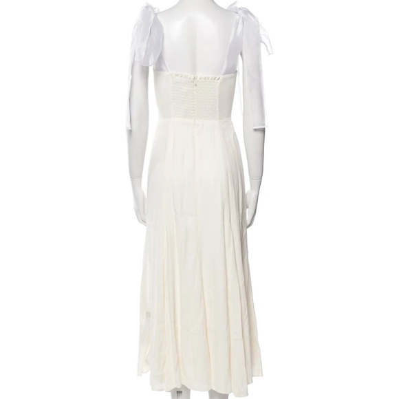 NEW NWT Reformation Kairo Ivory Midi Dress Bow Tie Straps Smocked Back - Picture 7 of 7
